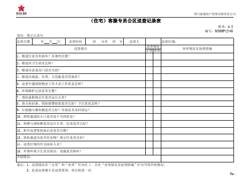 客服专员公区巡查记录表