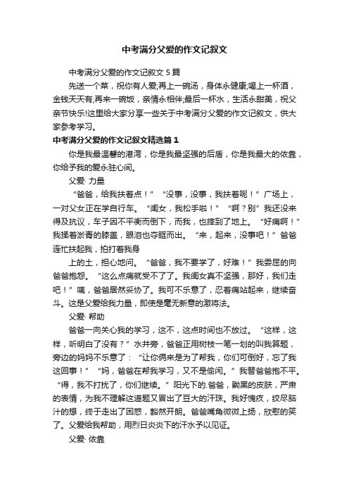 中考满分父爱的作文记叙文