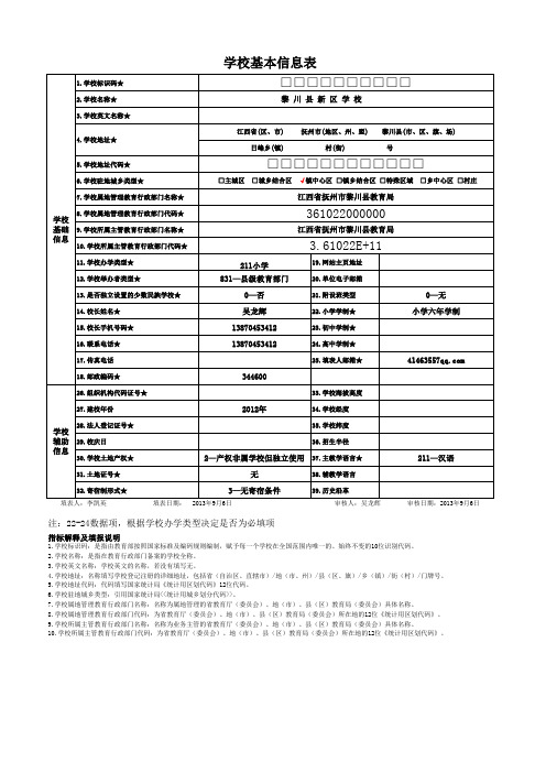 学校基本信息表等四个表