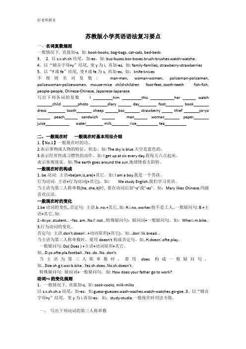 苏教版小学英语语法复习要点1