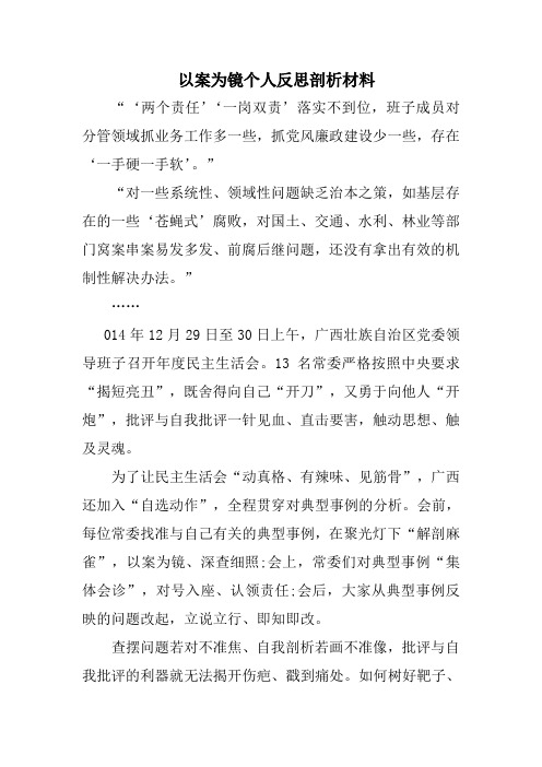 以案为镜个人反思剖析材料