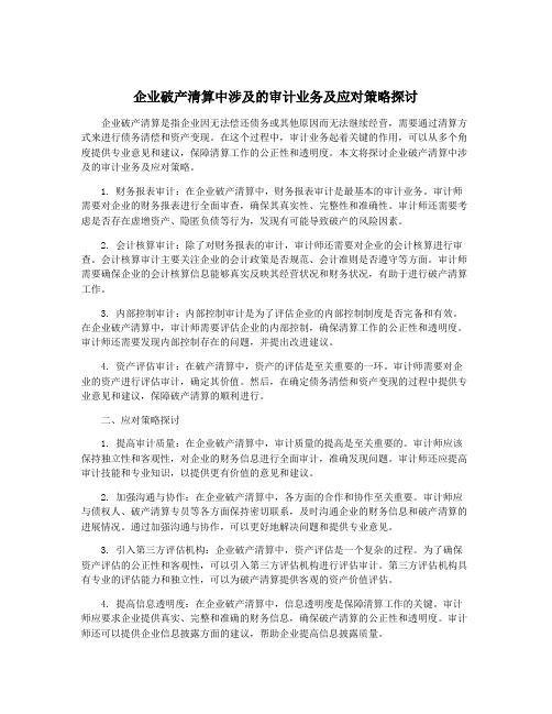 企业破产清算中涉及的审计业务及应对策略探讨