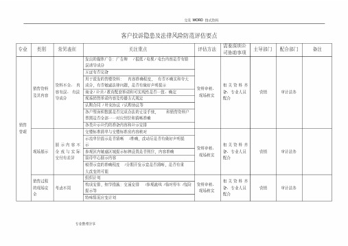 万科地产客户服务客户投诉隐患和法律风险防范评估要点