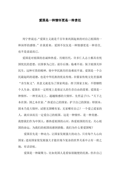 爱国是一种情怀更是一种责任