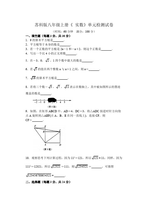 苏科版八年级数学上册《 实数》单元检测试卷(含答案) (9)