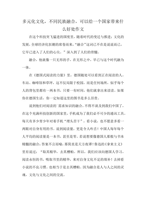 多元化文化,不同民族融合,可以给一个国家带来什么好处作文