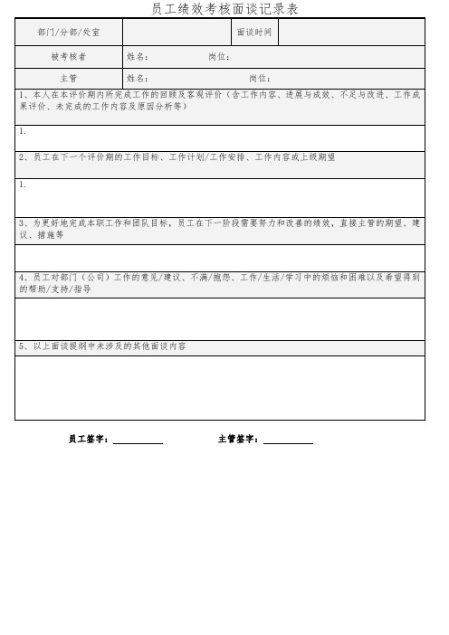 01-员工绩效考核面谈记录表2023