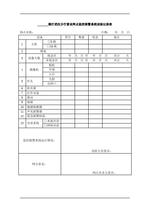 监控报警系统巡检记录表