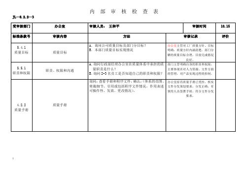 内审检查表