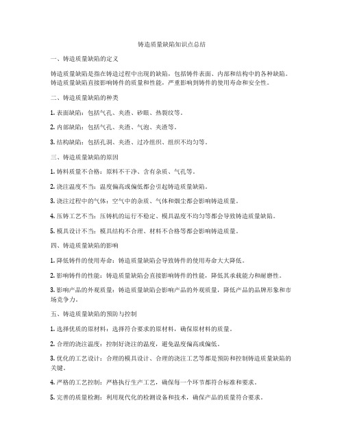 铸造质量缺陷知识点总结