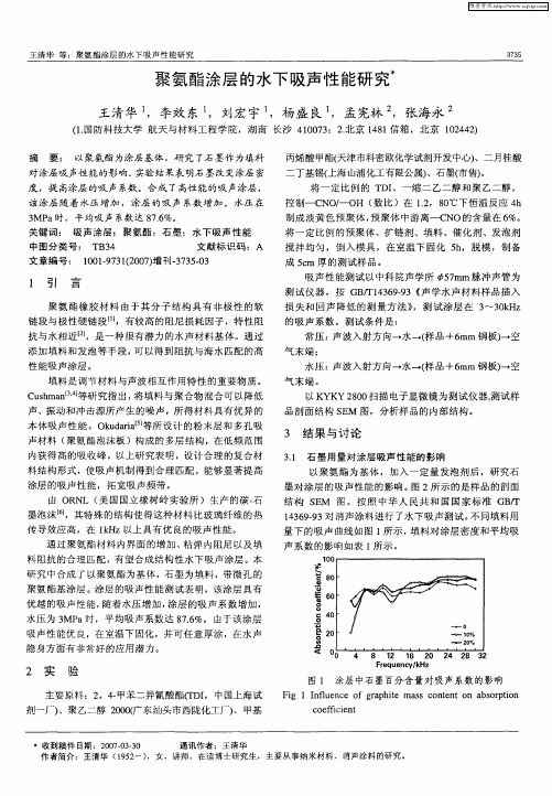 聚氨酯涂层的水下吸声性能研究