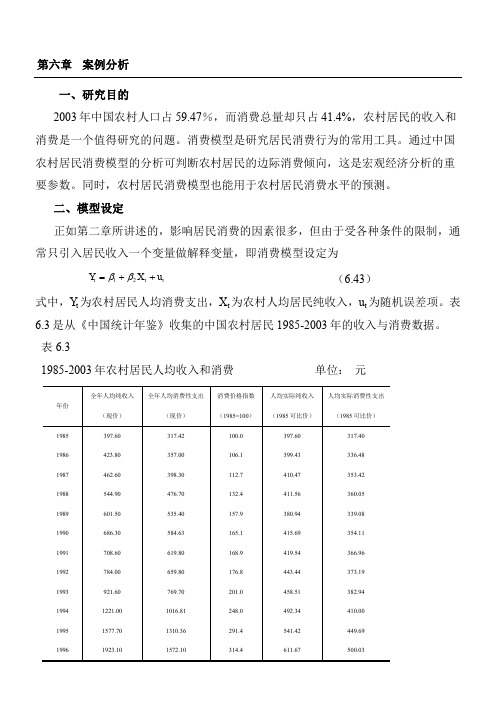 EVIEWS案例：(消除自相关)农村居民消费模型