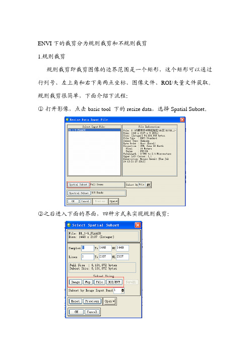 ENVI裁剪(规则和不规则裁剪)