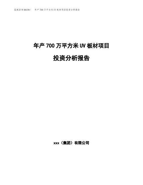 年产700万平方米UV板材项目投资分析报告 (1)