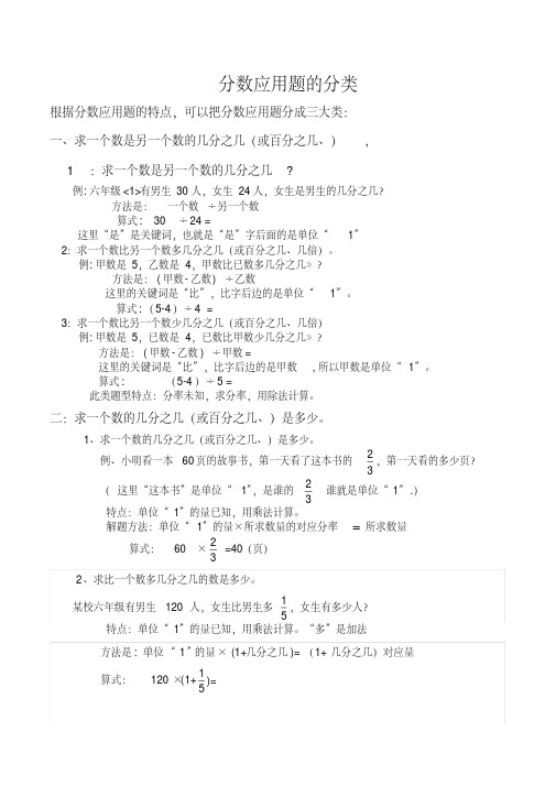 分数应用题的分类