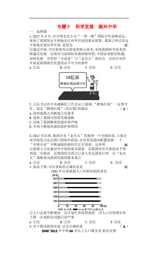 中考政治 专题十 科学发展 振兴中华复习练习