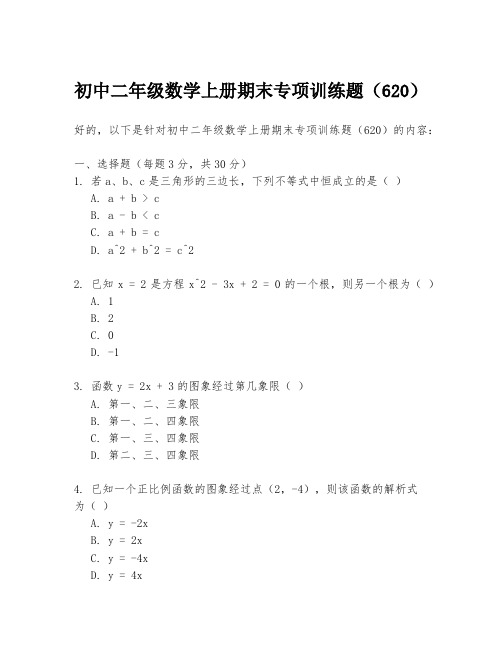 初中二年级数学上册期末专项训练题(620)