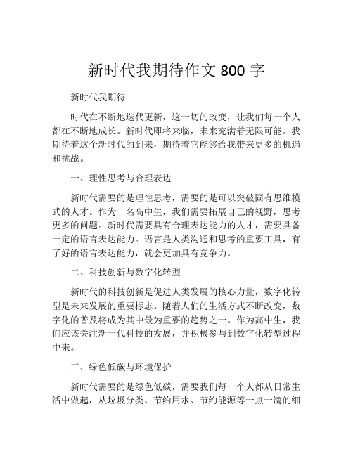 新时代我期待作文800字