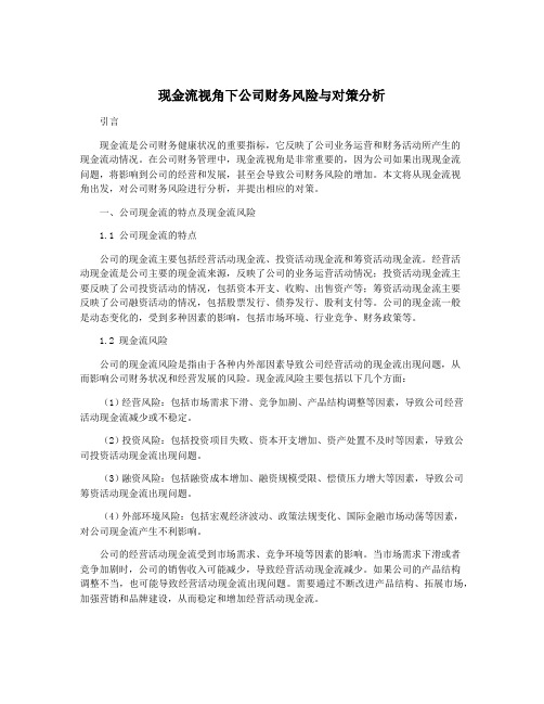 现金流视角下公司财务风险与对策分析