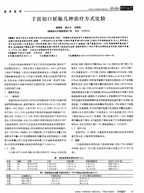 子宫切口妊娠几种治疗方式比较