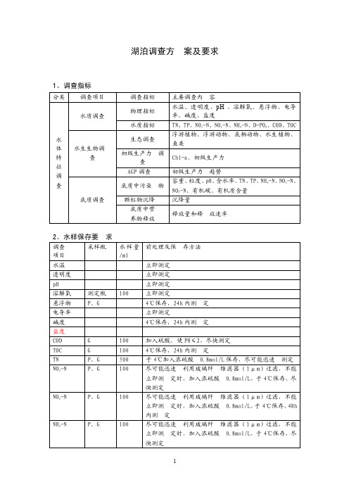 湖泊调查方案及要求