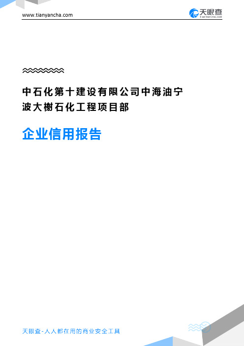 中石化第十建设有限公司中海油宁波大榭石化工程项目部企业信用报告-天眼查