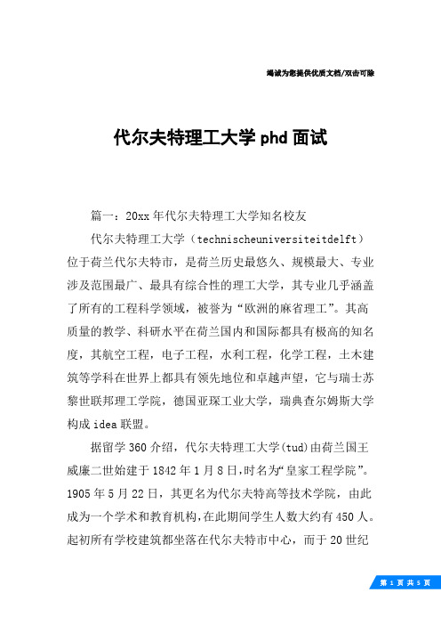 代尔夫特理工大学phd面试