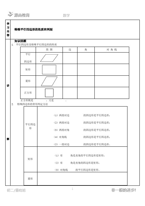 特殊平行四边形的性质和判别练习