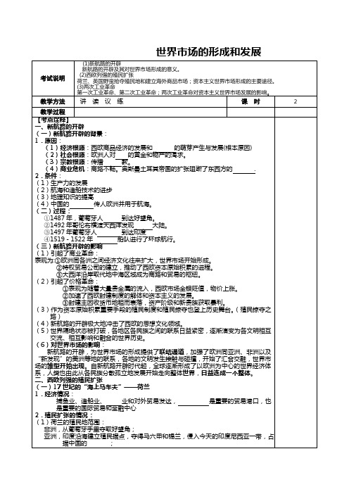 世界市场的形成和发展