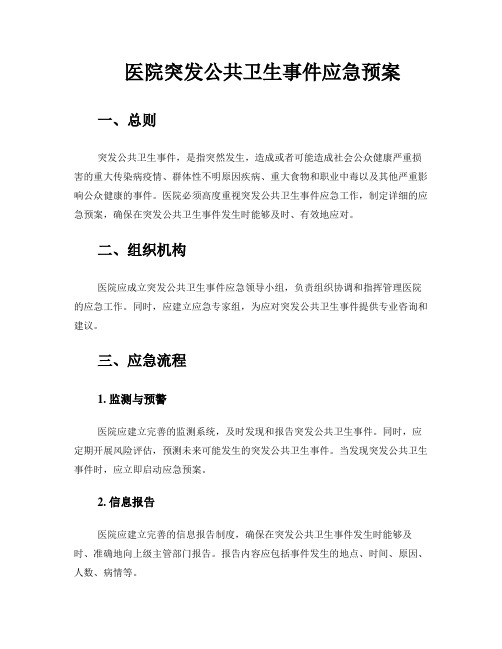 医院突发公共卫生事件应急预案