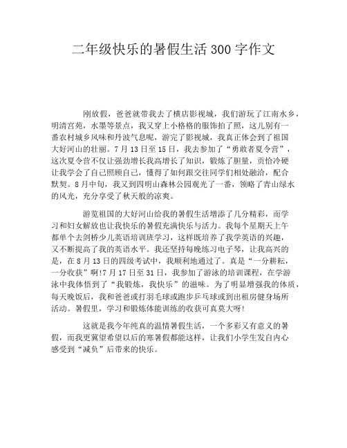 二年级快乐的暑假生活300字作文