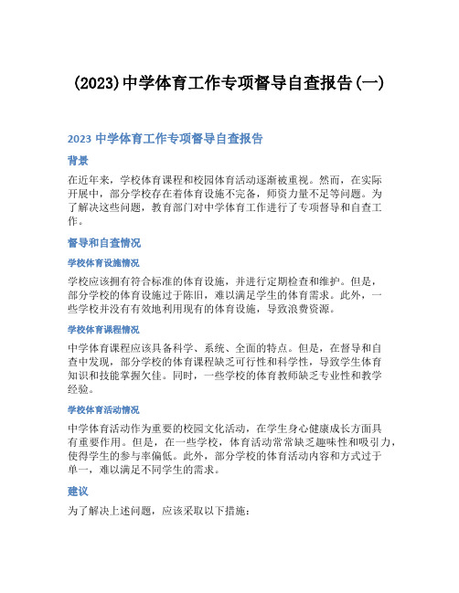 (2023)中学体育工作专项督导自查报告(一)