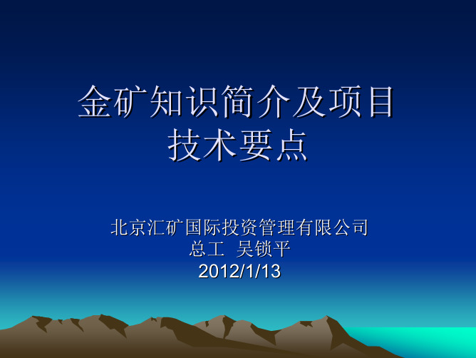 6-金矿知识简介及项目技术要点