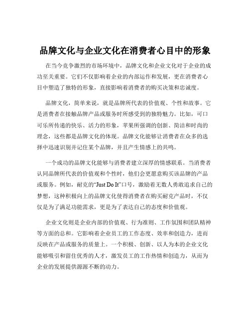 品牌文化与企业文化在消费者心目中的形象