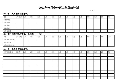 月工作总结计划表