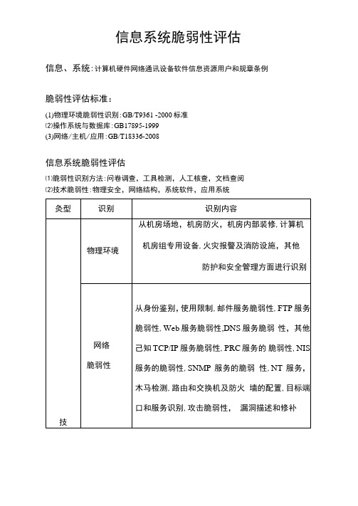 信息系统脆弱性评估