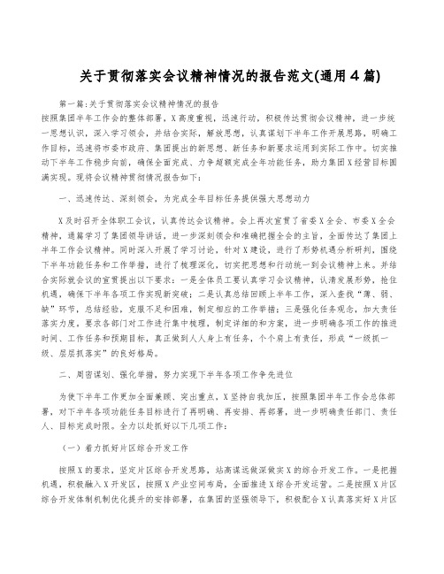 关于贯彻落实会议精神情况的报告范文(通用4篇)