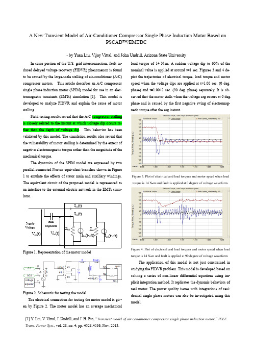 PSCAD经典案例-- New Transient Model of Air Conditioner Compressor_Yuan Liu_FW_REVISEDbyAC