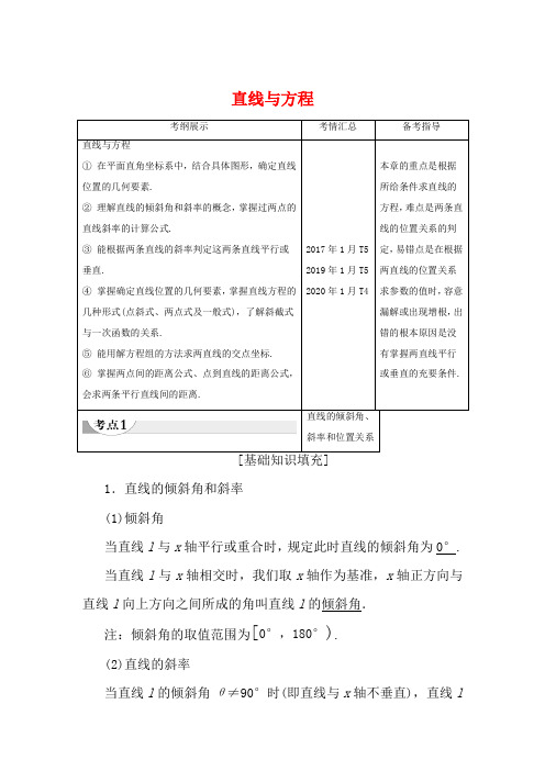 广东省高考数学学业水平合格考试总复习 第6章 直线与方程(教师用书)教案-人教版高三全册数学教案