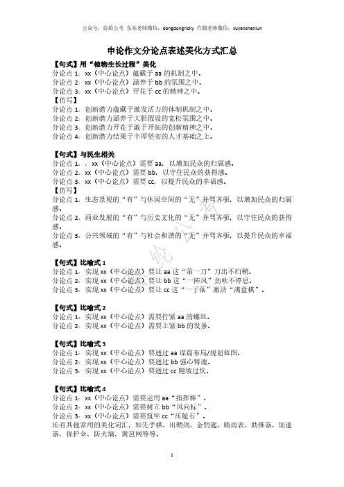 F872-公务员考试-申论作文分论点表述美化方式汇总