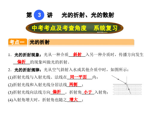 中考物理复习第3讲 光的折射、光的散射