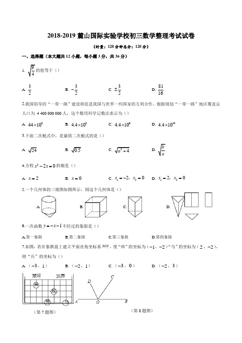 湖南省长沙市麓山国际2019年中考三模数学整理考试数学试卷