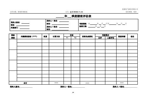 季度绩效评估表(模板)