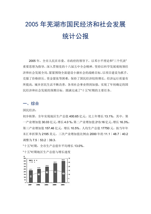 2005年芜湖市国民经济和社会发展统计公报