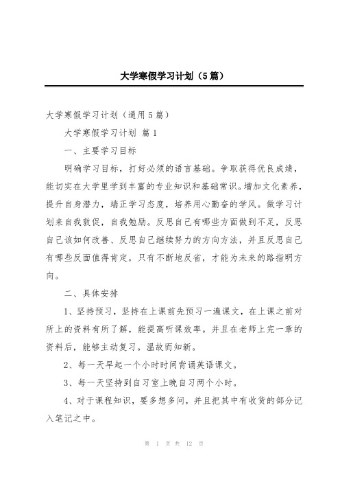 大学寒假学习计划(5篇)