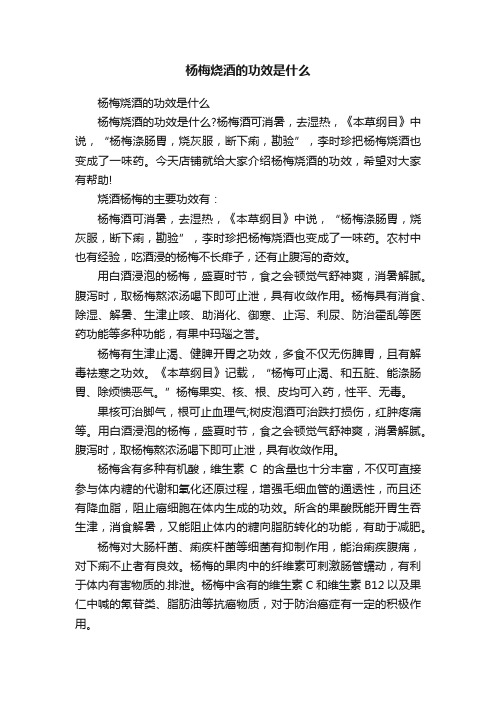 杨梅烧酒的功效是什么