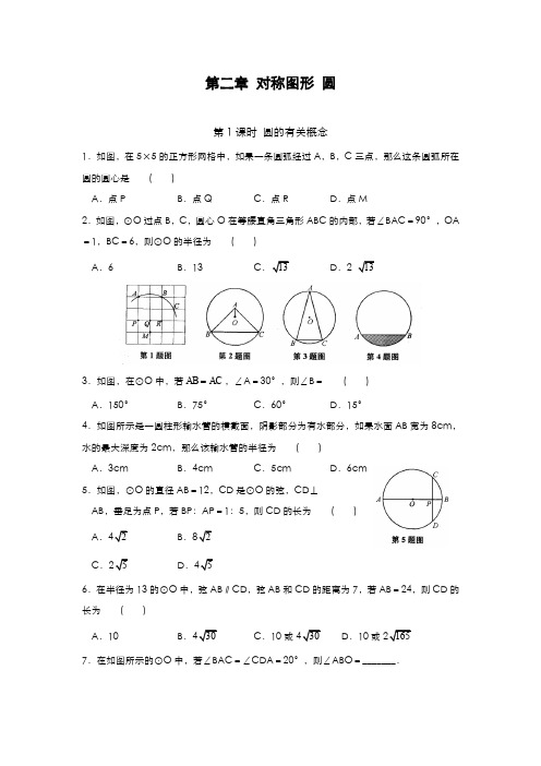 最新2019-2020年度苏科版九年级数学上册《圆》全章课时练习及答案解析-精编试题