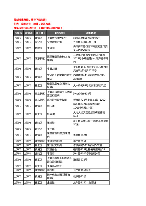 新版上海市古玩企业公司商家户名录单联系方式地址大全1161家