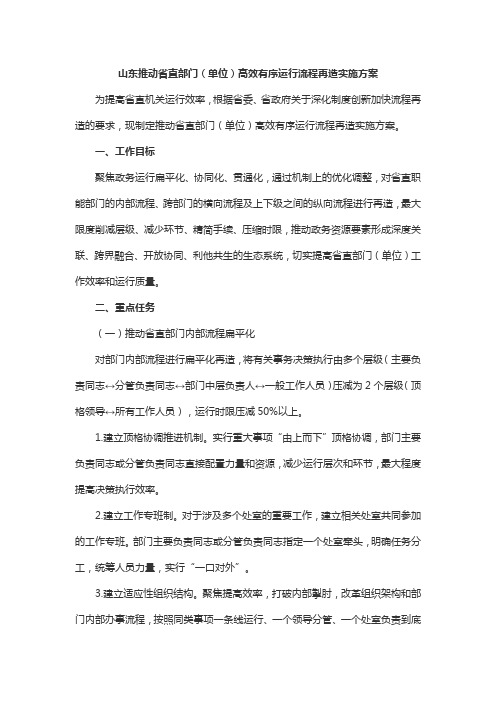 山东推动省直部门(单位)高效有序运行流程再造实施方案