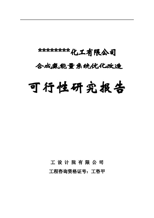 化肥厂合成氨能量系统优化改造建设项目可行性研究报告